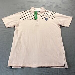 NEW 18 Greens Polo Shirt Adult Large Beige Striped Golfer Golf Casual Mens NWT